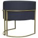 Kit 2 Poltronas Decorativas Luna Para Sala de Estar Escritório Recepção Suede Preto Base de Ferro Champagne