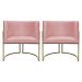 Kit 2 Poltronas Decorativas Luna Para Sala de Estar Escritório Recepção Suede Rose Base de Ferro Champagne