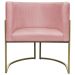 Kit 2 Poltronas Decorativas Luna Para Sala de Estar Escritório Recepção Suede Rose Base de Ferro Champagne