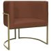Kit 2 Poltronas Decorativas Luna Para Sala de Estar Escritório Recepção Suede Terracota Base de Ferro Champagne