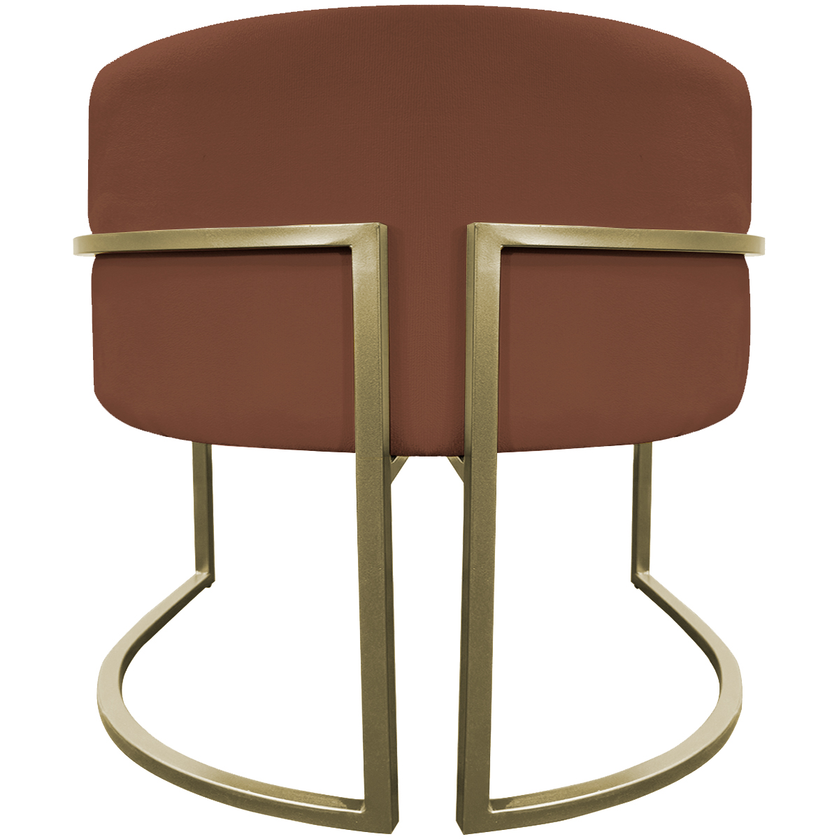 Kit 2 Poltronas Decorativas Luna Para Sala de Estar Escritório Recepção Suede Terracota Base de Ferro Champagne