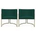 Kit 2 Poltronas Decorativas Luna Para Sala de Estar Escritório Recepção Suede Verde Base de Ferro Champagne