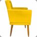 Kit 2 Poltronas Decorativas Nina Com Base E Capitonê + 2 Puff Redondo Suede Amarelo Pé Castanho - Clique E Decore