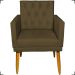 Kit 2 Poltronas Decorativas Nina Com Base E Capitonê + 2 Puff Redondo Suede Marrom Pé Castanho - Clique E Decore