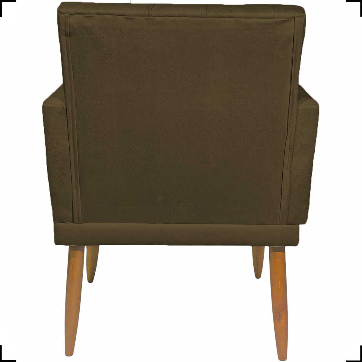 Kit 2 Poltronas Decorativas Nina Com Base E Capitonê + 2 Puff Redondo Suede Marrom Pé Castanho - Clique E Decore