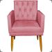 Kit 2 Poltronas Decorativas Nina Com Base E Capitonê + 2 Puff Redondo Suede Rosê Pé Castanho - Clique E Decore