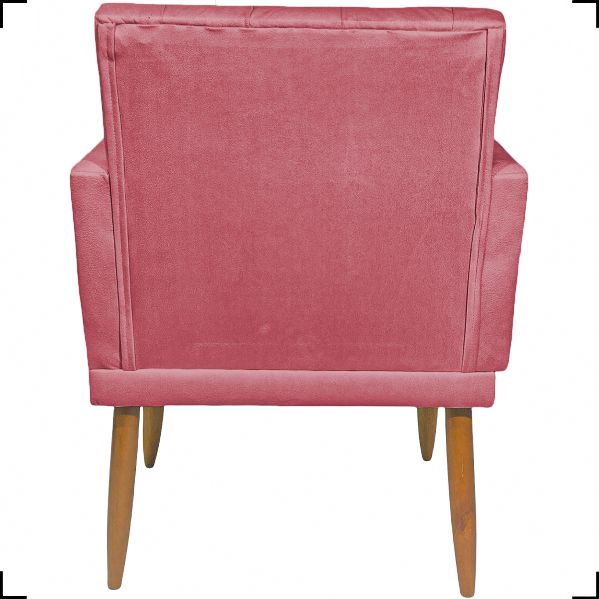 Kit 2 Poltronas Decorativas Nina Com Base E Capitonê + 2 Puff Redondo Suede Rosê Pé Castanho - Clique E Decore