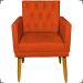 Kit 2 Poltronas Decorativas Nina Com Base E Capitonê + 2 Puff Redondo Suede Terracota Pé Castanho - Clique E Decore
