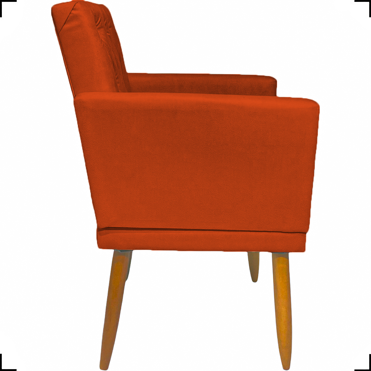 Kit 2 Poltronas Decorativas Nina Com Base E Capitonê + 2 Puff Redondo Suede Terracota Pé Castanho - Clique E Decore