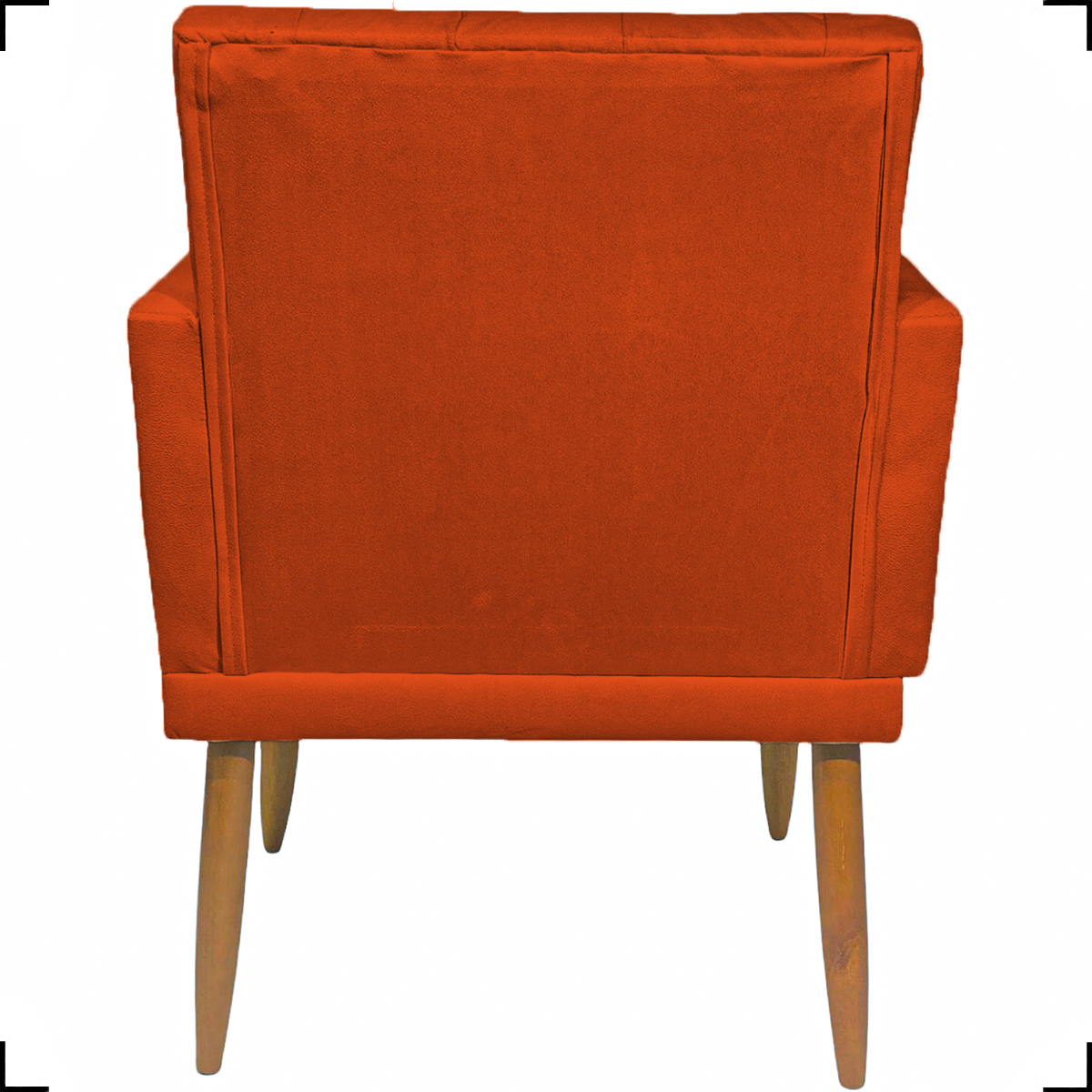 Kit 2 Poltronas Decorativas Nina Com Base E Capitonê + 2 Puff Redondo Suede Terracota Pé Castanho - Clique E Decore