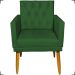 Kit 2 Poltronas Decorativas Nina Com Base E Capitonê + 2 Puff Redondo Suede Verde Pé Castanho - Clique E Decore