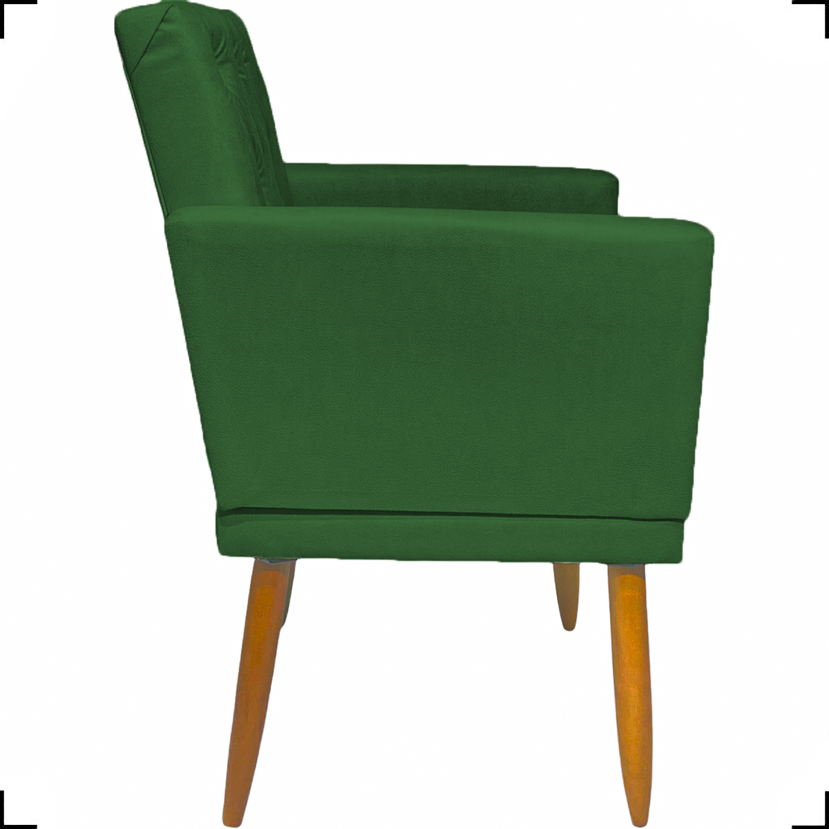 Kit 2 Poltronas Decorativas Nina Com Base E Capitonê + 2 Puff Redondo Suede Verde Pé Castanho - Clique E Decore