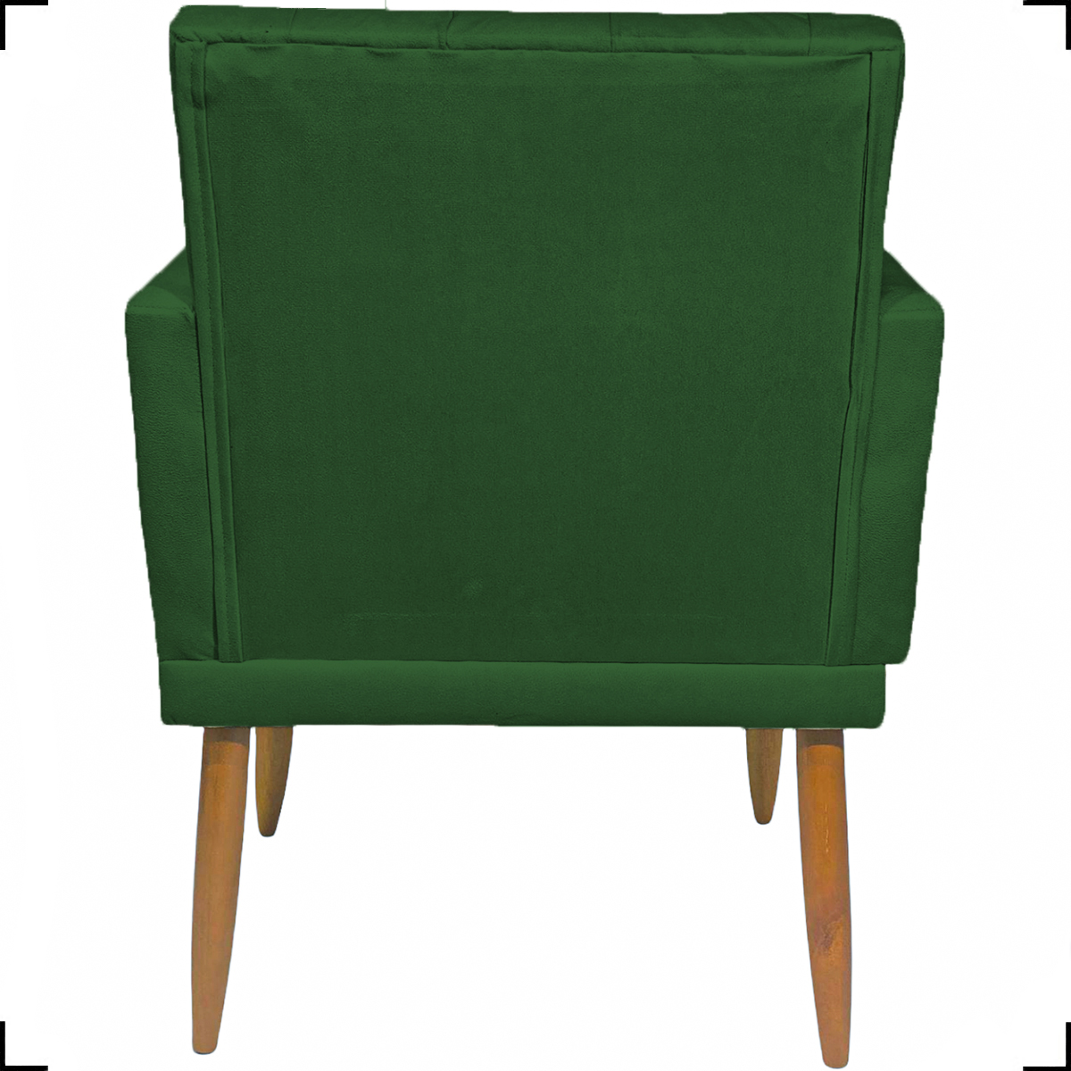 Kit 2 Poltronas Decorativas Nina Com Base E Capitonê + 2 Puff Redondo Suede Verde Pé Castanho - Clique E Decore