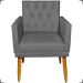 Kit 2 Poltronas Decorativas Nina Com Base E Capitonê + Puff Redondo Suede Cinza Pé Castanho - Clique E Decore