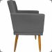 Kit 2 Poltronas Decorativas Nina Com Base E Capitonê + Puff Redondo Suede Cinza Pé Castanho - Clique E Decore