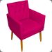 Kit 2 Poltronas Decorativas Nina Com Base E Capitonê + Puff Redondo Suede Pink Pé Castanho - Clique E Decore