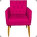 Kit 2 Poltronas Decorativas Nina Com Base E Capitonê + Puff Redondo Suede Pink Pé Castanho - Clique E Decore