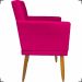 Kit 2 Poltronas Decorativas Nina Com Base E Capitonê + Puff Redondo Suede Pink Pé Castanho - Clique E Decore