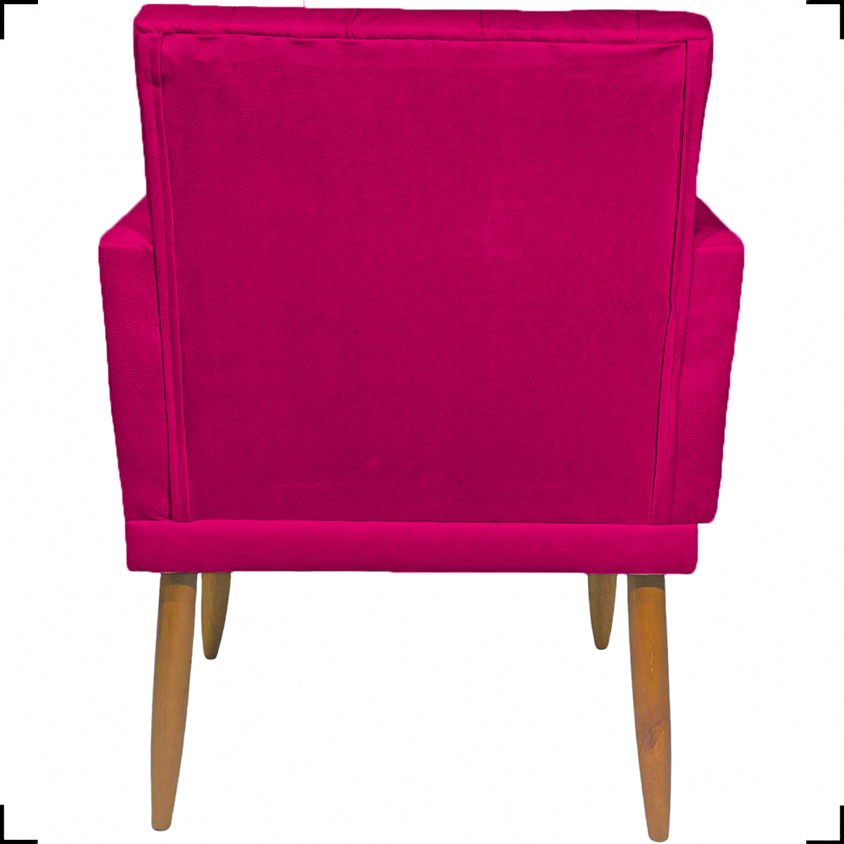 Kit 2 Poltronas Decorativas Nina Com Base E Capitonê + Puff Redondo Suede Pink Pé Castanho - Clique E Decore