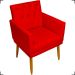 Kit 2 Poltronas Decorativas Nina Com Base E Capitonê + Puff Redondo Suede Vermelho Pé Castanho - Clique E Decore