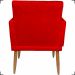 Kit 2 Poltronas Decorativas Nina Com Base E Capitonê + Puff Redondo Suede Vermelho Pé Castanho - Clique E Decore