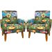 Kit 2 Poltronas Decorativas Nina Infantil Para Quarto Infantil Suede Estampa Bob Esponja Pé Castanho