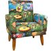 Kit 2 Poltronas Decorativas Nina Infantil Para Quarto Infantil Suede Estampa Bob Esponja Pé Castanho