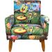 Kit 2 Poltronas Decorativas Nina Infantil Para Quarto Infantil Suede Estampa Bob Esponja Pé Castanho