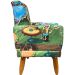 Kit 2 Poltronas Decorativas Nina Infantil Para Quarto Infantil Suede Estampa Bob Esponja Pé Castanho