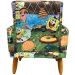 Kit 2 Poltronas Decorativas Nina Infantil Para Quarto Infantil Suede Estampa Bob Esponja Pé Castanho