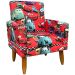 Kit 2 Poltronas Decorativas Nina Infantil Para Quarto Infantil Suede Estampa Carros Pé Castanho