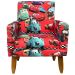 Kit 2 Poltronas Decorativas Nina Infantil Para Quarto Infantil Suede Estampa Carros Pé Castanho