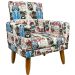 Kit 2 Poltronas Decorativas Nina Infantil Para Quarto Infantil Suede Estampa Gatos Pé Castanho