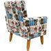 Kit 2 Poltronas Decorativas Nina Infantil Para Quarto Infantil Suede Estampa Gatos Pé Castanho