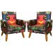 Kit 2 Poltronas Decorativas Nina Infantil Para Quarto Infantil Suede Estampa Herois Pé Castanho