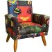 Kit 2 Poltronas Decorativas Nina Infantil Para Quarto Infantil Suede Estampa Herois Pé Castanho
