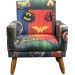 Kit 2 Poltronas Decorativas Nina Infantil Para Quarto Infantil Suede Estampa Herois Pé Castanho