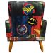 Kit 2 Poltronas Decorativas Nina Infantil Para Quarto Infantil Suede Estampa Herois Pé Castanho