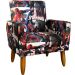 Kit 2 Poltronas Decorativas Nina Infantil Para Quarto Infantil Suede Estampa Homem Aranha Pé Castanho
