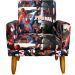 Kit 2 Poltronas Decorativas Nina Infantil Para Quarto Infantil Suede Estampa Homem Aranha Pé Castanho