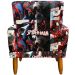 Kit 2 Poltronas Decorativas Nina Infantil Para Quarto Infantil Suede Estampa Homem Aranha Pé Castanho