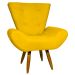 Kit 2 Poltronas Decorativas Para Sala Emilia + Puff Emilia Suede Amarelo Pé Castanho - Clique E Decore