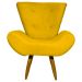 Kit 2 Poltronas Decorativas Para Sala Emilia + Puff Emilia Suede Amarelo Pé Castanho - Clique E Decore