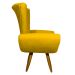 Kit 2 Poltronas Decorativas Para Sala Emilia + Puff Emilia Suede Amarelo Pé Castanho - Clique E Decore