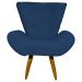 Kit 2 Poltronas Decorativas Para Sala Emilia + Puff Emilia Suede Azul Marinho Pé Castanho - Clique E Decore