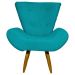 Kit 2 Poltronas Decorativas Para Sala Emilia + Puff Emilia Suede Azul Turquesa Pé Castanho - Clique E Decore