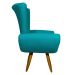 Kit 2 Poltronas Decorativas Para Sala Emilia + Puff Emilia Suede Azul Turquesa Pé Castanho - Clique E Decore