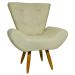 Kit 2 Poltronas Decorativas Para Sala Emilia + Puff Emilia Suede Bege Pé Castanho - Clique E Decore