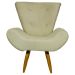 Kit 2 Poltronas Decorativas Para Sala Emilia + Puff Emilia Suede Bege Pé Castanho - Clique E Decore