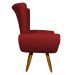 Kit 2 Poltronas Decorativas Para Sala Emilia + Puff Emilia Suede Bordô Pé Castanho - Clique E Decore